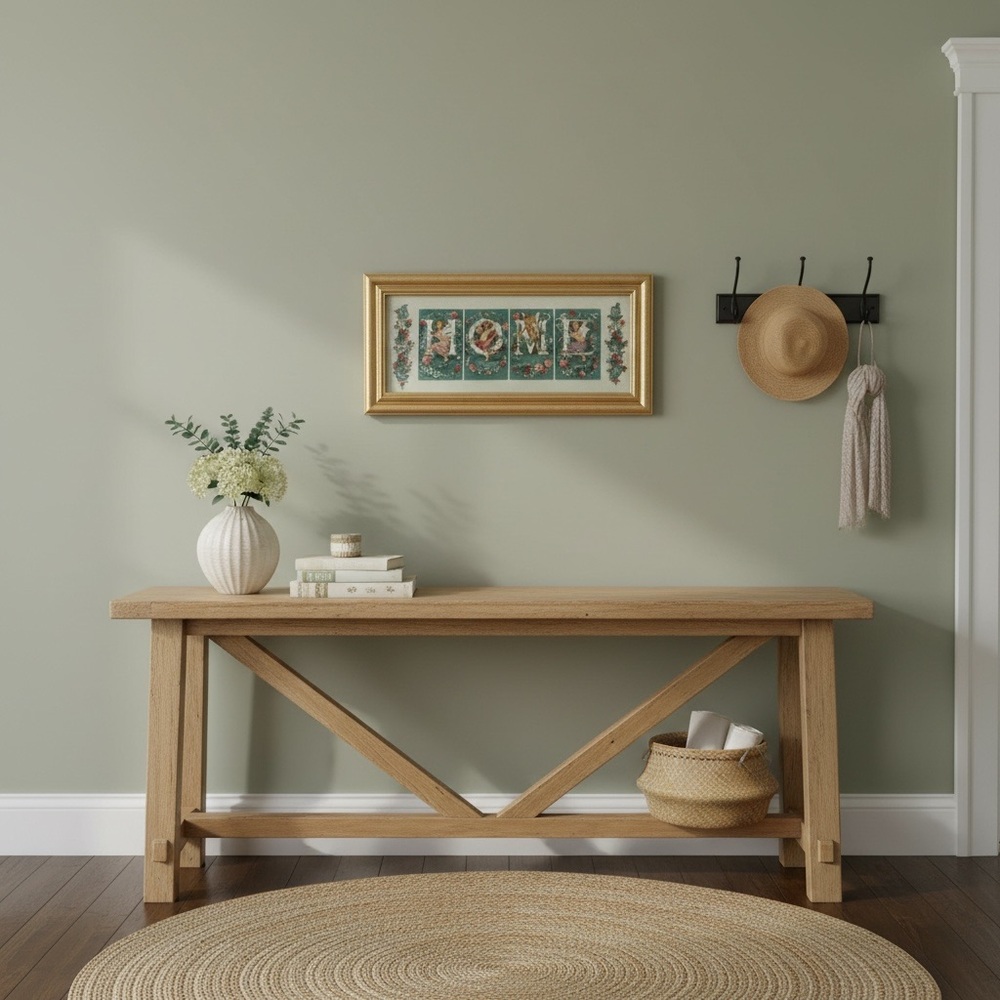 Framed 'HOME' Vintage-Style Angel Print in Gold Frame